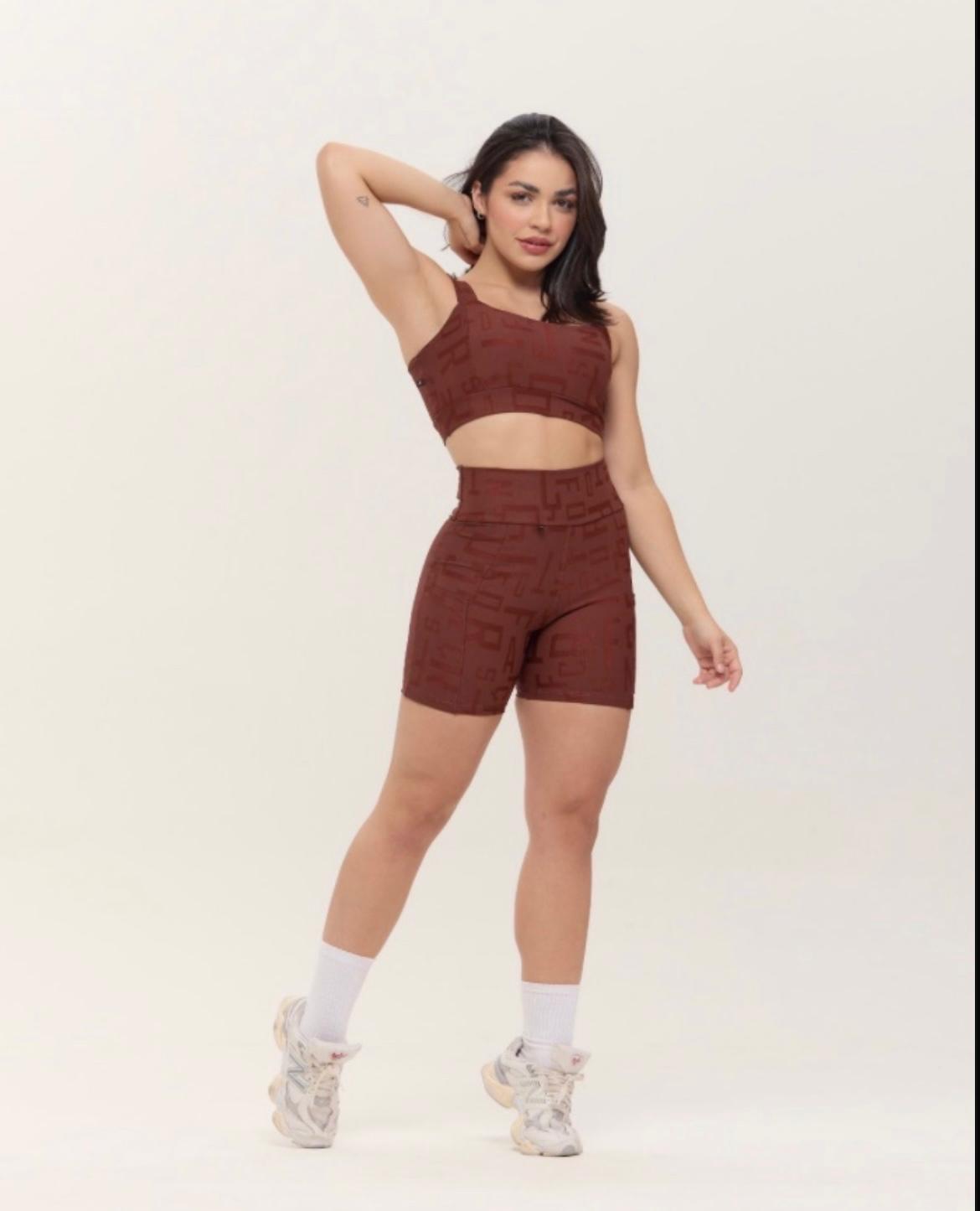 Conjunto de Short Feminino Fitness com bolso lateral Debora