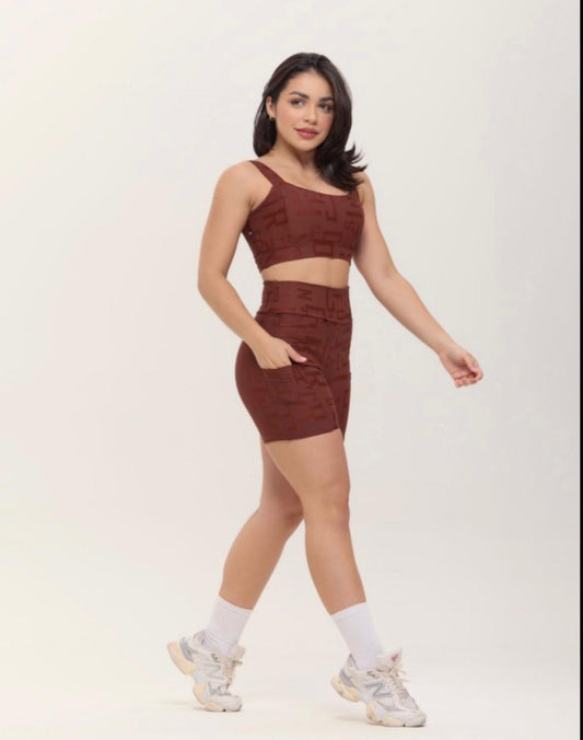 Conjunto de Short Feminino Fitness com bolso lateral Debora