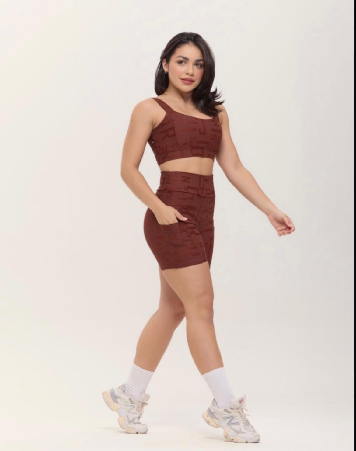 Conjunto de Short Feminino Fitness com bolso lateral Debora